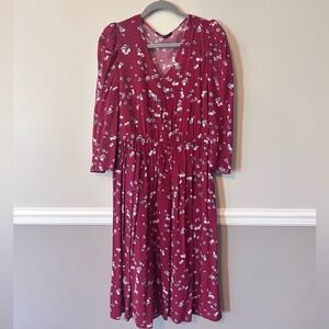 Banana Republic Floral Burgundy Dress